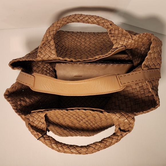 FALOR ITALY Hand Woven Genuine Leather Large Soft Tote Satchel Handbag F2217 - Picture 3 of 16